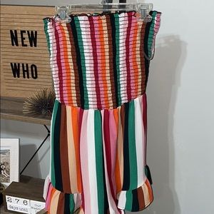 Strapless rainbow romper